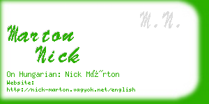 marton nick business card